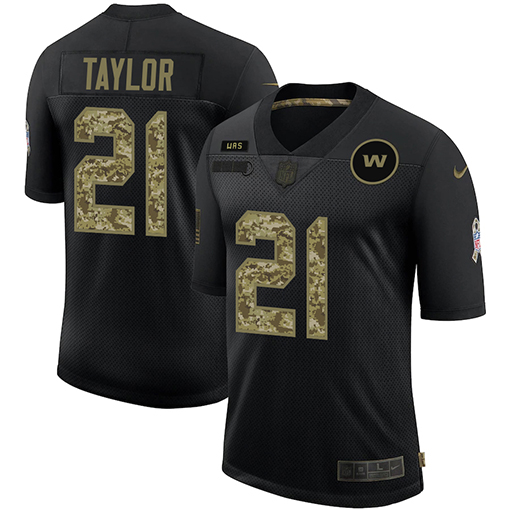 Men's Washington Football Team #21 Sean Taylor 2020 Black Camo Salute To Service Limited Stitched Jersey
